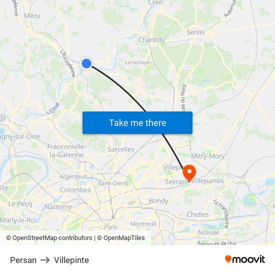 Persan to Villepinte map