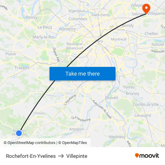 Rochefort-En-Yvelines to Villepinte map