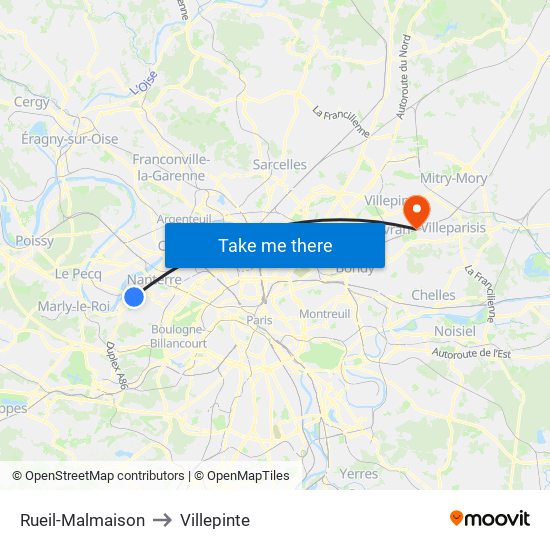 Rueil-Malmaison to Villepinte map