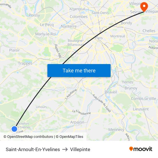 Saint-Arnoult-En-Yvelines to Villepinte map