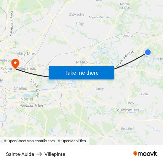Sainte-Aulde to Villepinte map