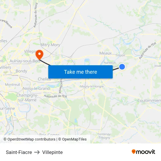 Saint-Fiacre to Villepinte map