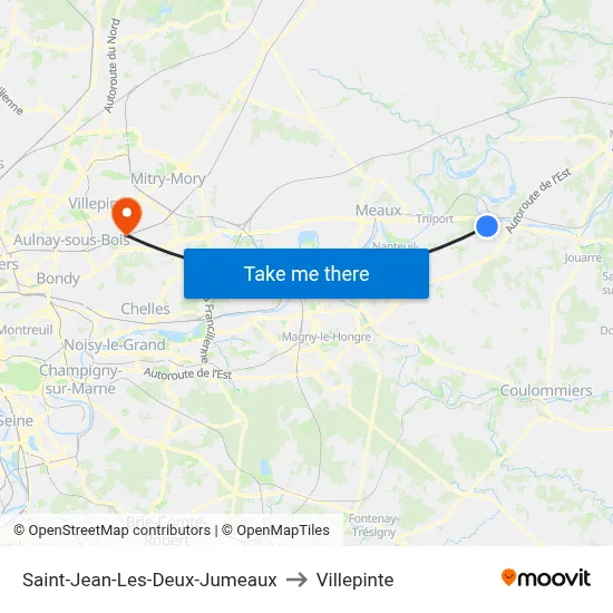 Saint-Jean-Les-Deux-Jumeaux to Villepinte map