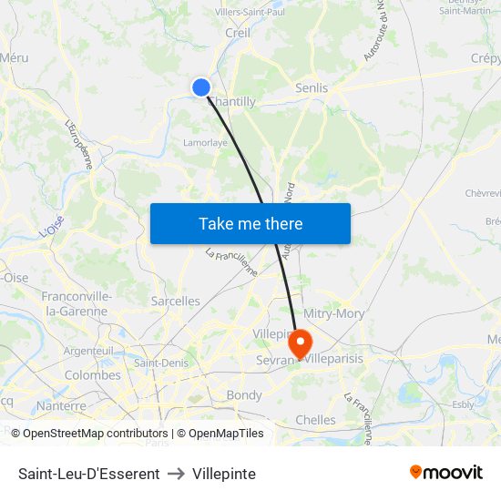 Saint-Leu-D'Esserent to Villepinte map