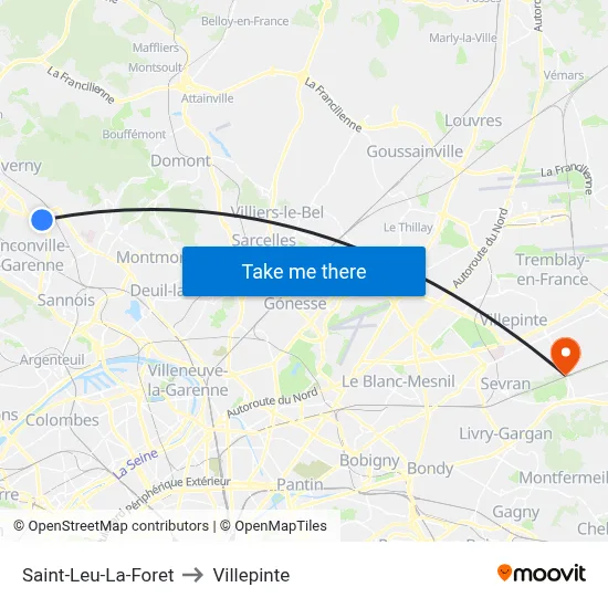 Saint-Leu-La-Foret to Villepinte map