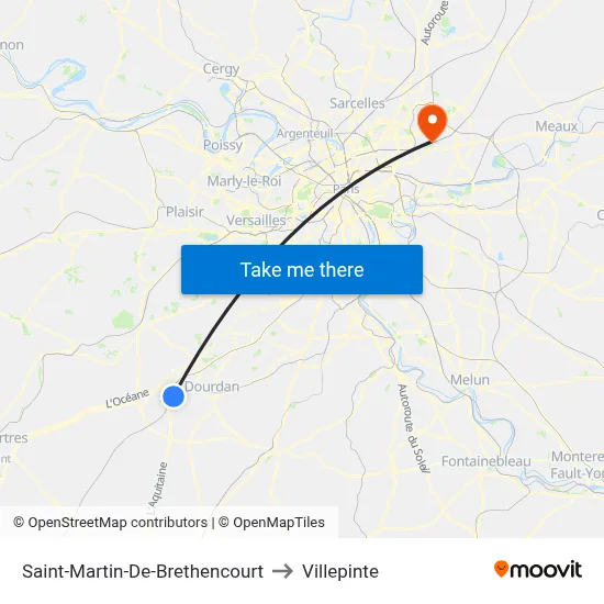 Saint-Martin-De-Brethencourt to Villepinte map