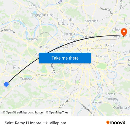 Saint-Remy-L'Honore to Villepinte map
