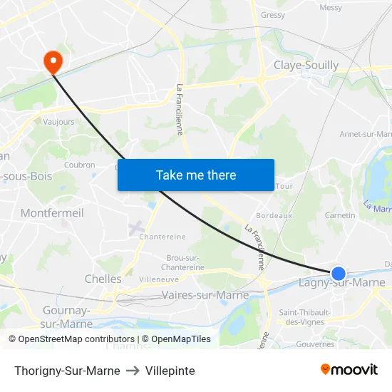 Thorigny-Sur-Marne to Villepinte map