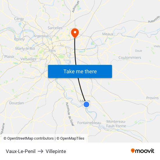 Vaux-Le-Penil to Villepinte map