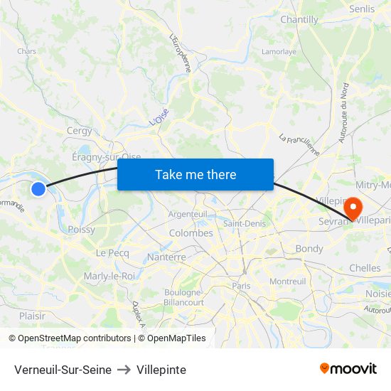 Verneuil-Sur-Seine to Villepinte map