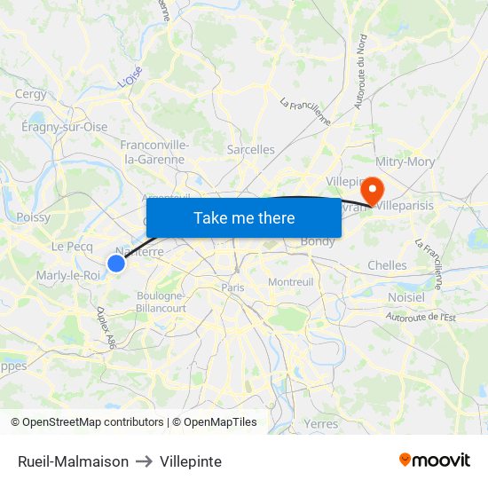 Rueil-Malmaison to Villepinte map