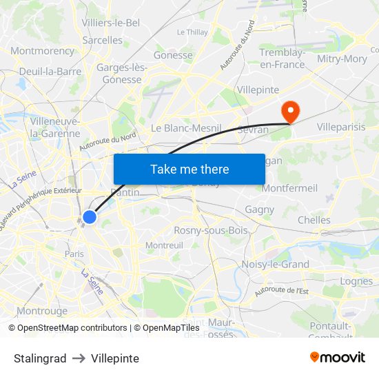 Stalingrad to Villepinte map