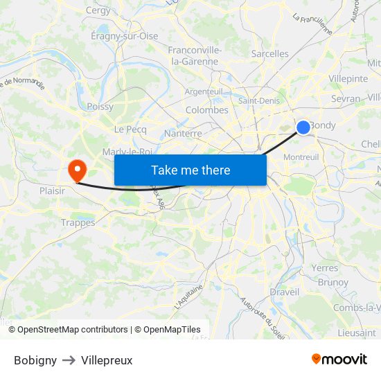 Bobigny to Villepreux map