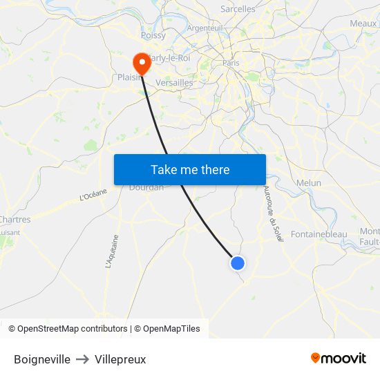 Boigneville to Villepreux map