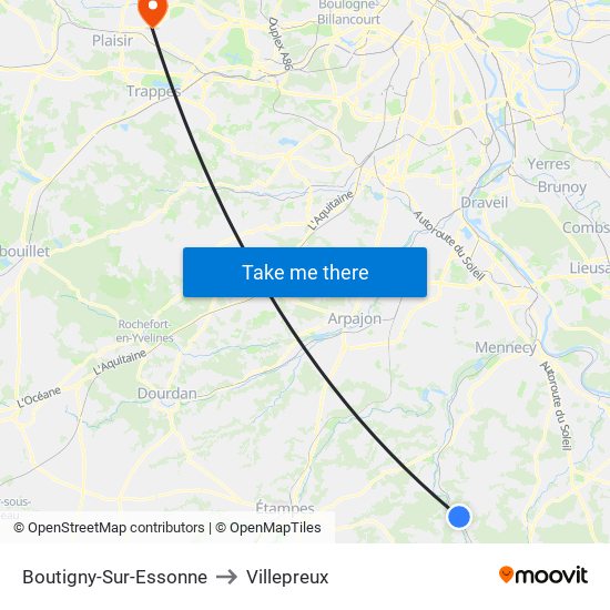 Boutigny-Sur-Essonne to Villepreux map