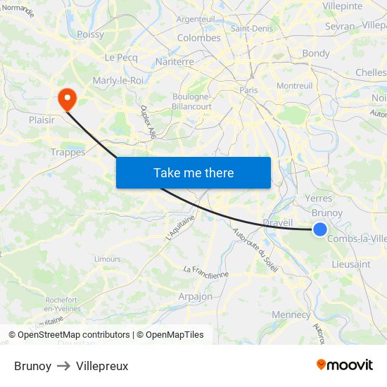Brunoy to Villepreux map