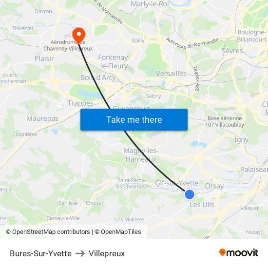 Bures-Sur-Yvette to Villepreux map