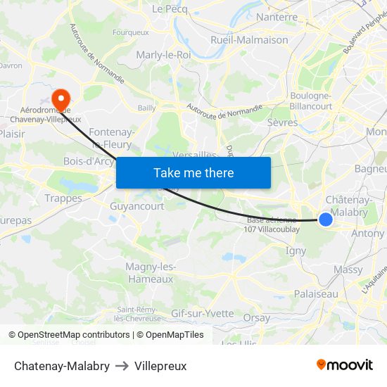 Chatenay-Malabry to Villepreux map