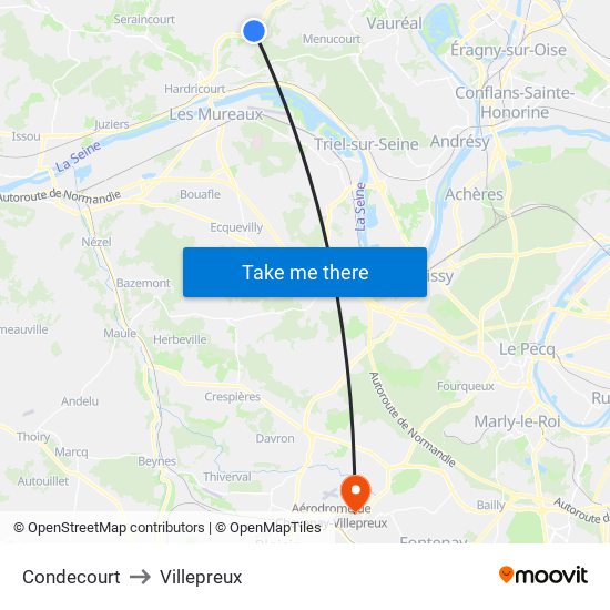 Condecourt to Villepreux map