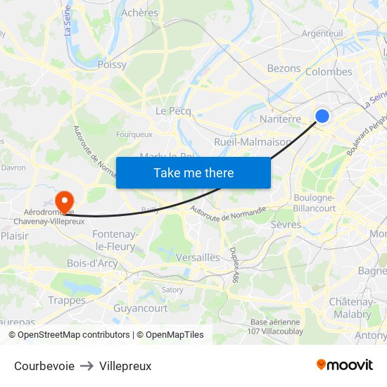 Courbevoie to Villepreux map