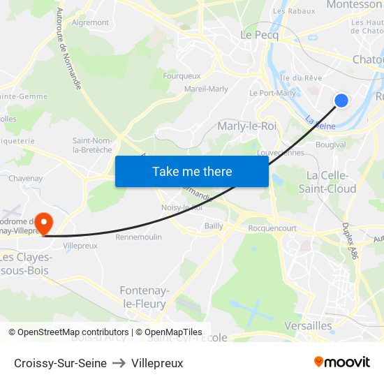 Croissy-Sur-Seine to Villepreux map