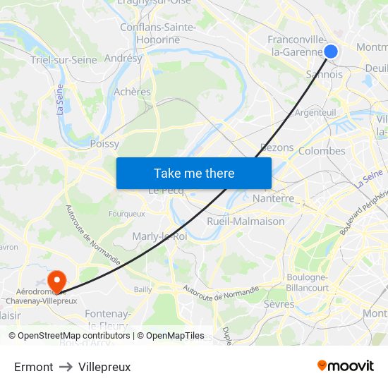 Ermont to Villepreux map