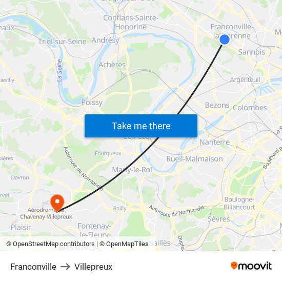 Franconville to Villepreux map