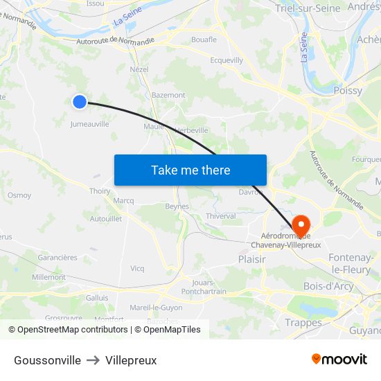 Goussonville to Villepreux map
