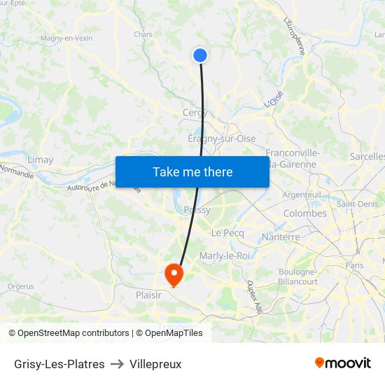 Grisy-Les-Platres to Villepreux map