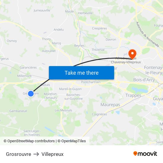 Grosrouvre to Villepreux map