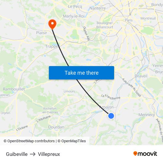 Guibeville to Villepreux map