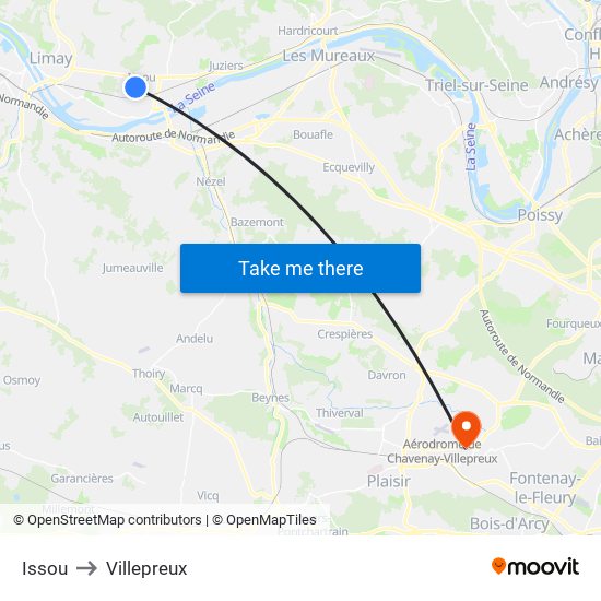 Issou to Villepreux map