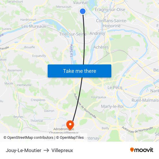 Jouy-Le-Moutier to Villepreux map