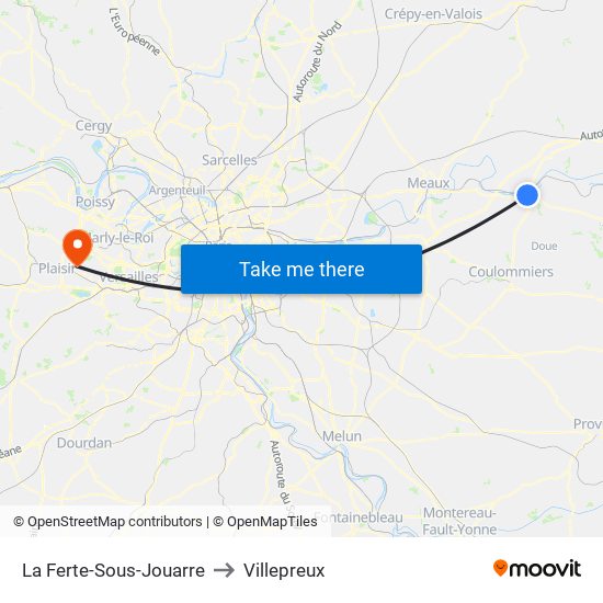 La Ferte-Sous-Jouarre to Villepreux map