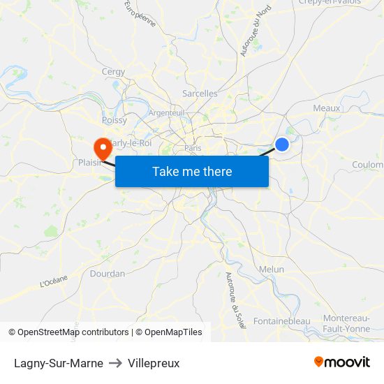 Lagny-Sur-Marne to Villepreux map