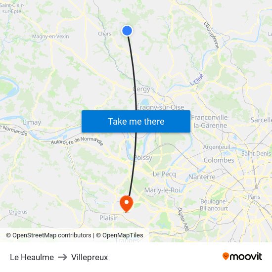 Le Heaulme to Villepreux map