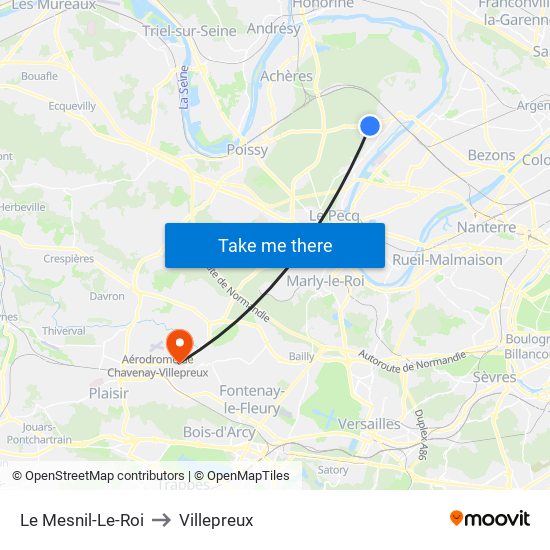 Le Mesnil-Le-Roi to Villepreux map