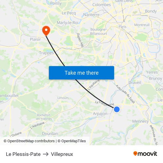 Le Plessis-Pate to Villepreux map