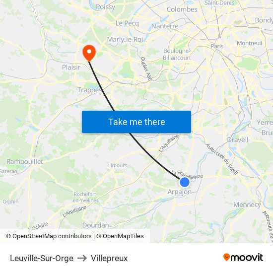 Leuville-Sur-Orge to Villepreux map