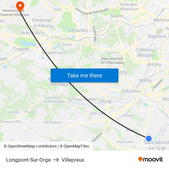 Longpont-Sur-Orge to Villepreux map