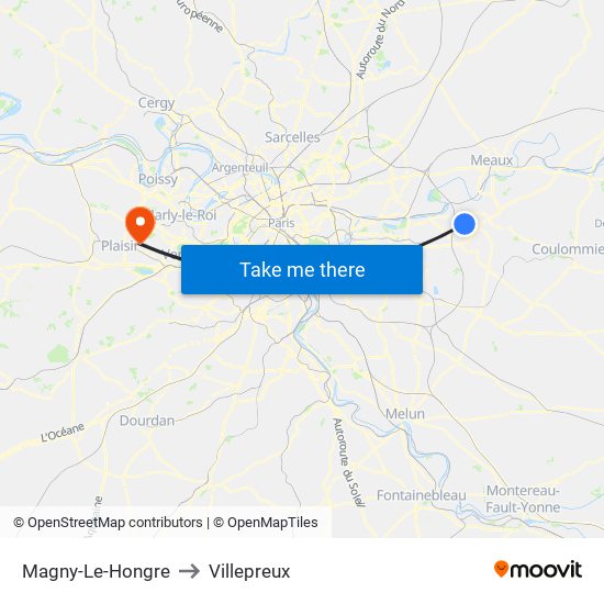 Magny-Le-Hongre to Villepreux map
