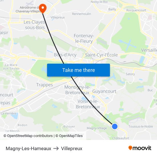 Magny-Les-Hameaux to Villepreux map