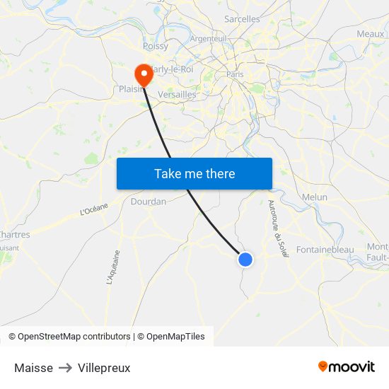 Maisse to Villepreux map