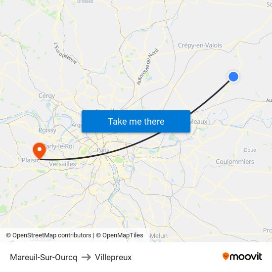 Mareuil-Sur-Ourcq to Villepreux map