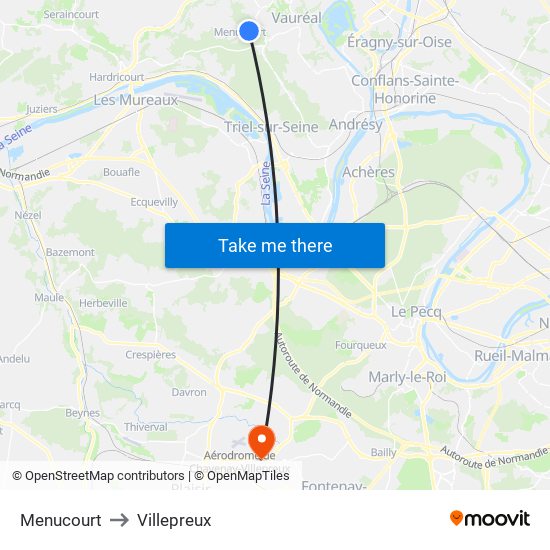 Menucourt to Villepreux map