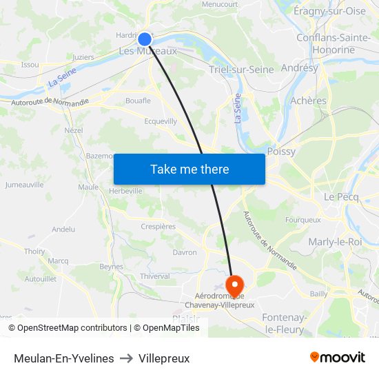 Meulan-En-Yvelines to Villepreux map