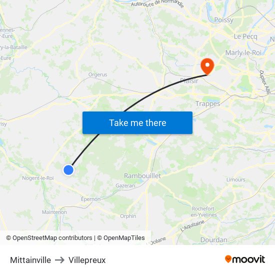 Mittainville to Villepreux map