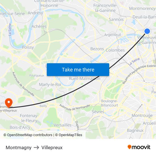 Montmagny to Villepreux map