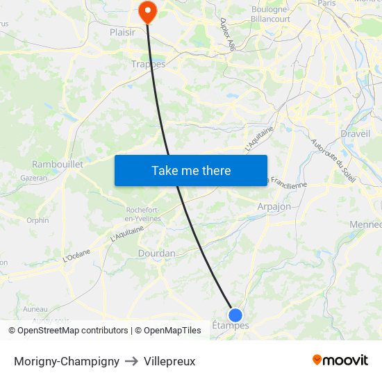 Morigny-Champigny to Villepreux map
