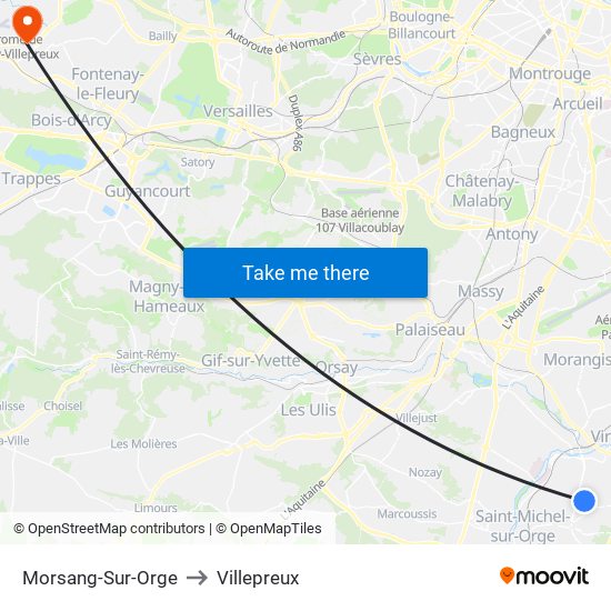 Morsang-Sur-Orge to Villepreux map